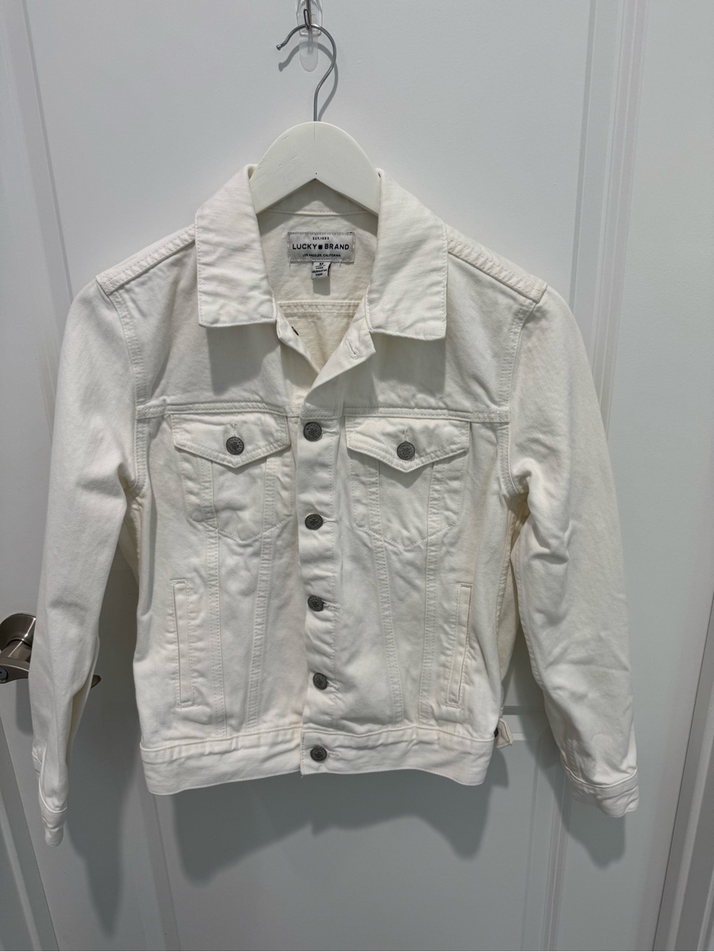 Lucky Tomboy Trucker White Denim Jacket M NWOT